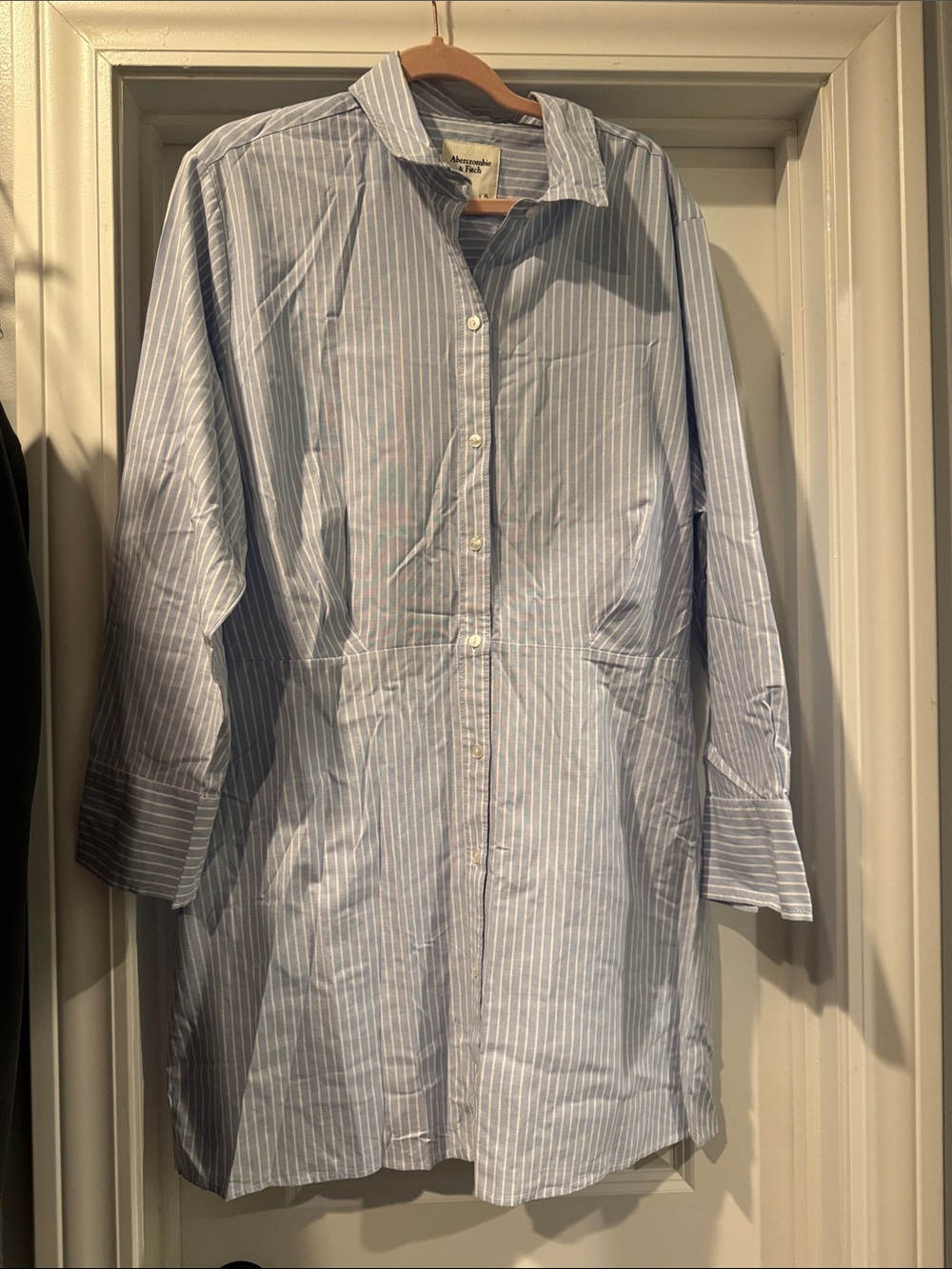 Abercrombie &Fitch Light Blue Striped womens  Button-Up dress